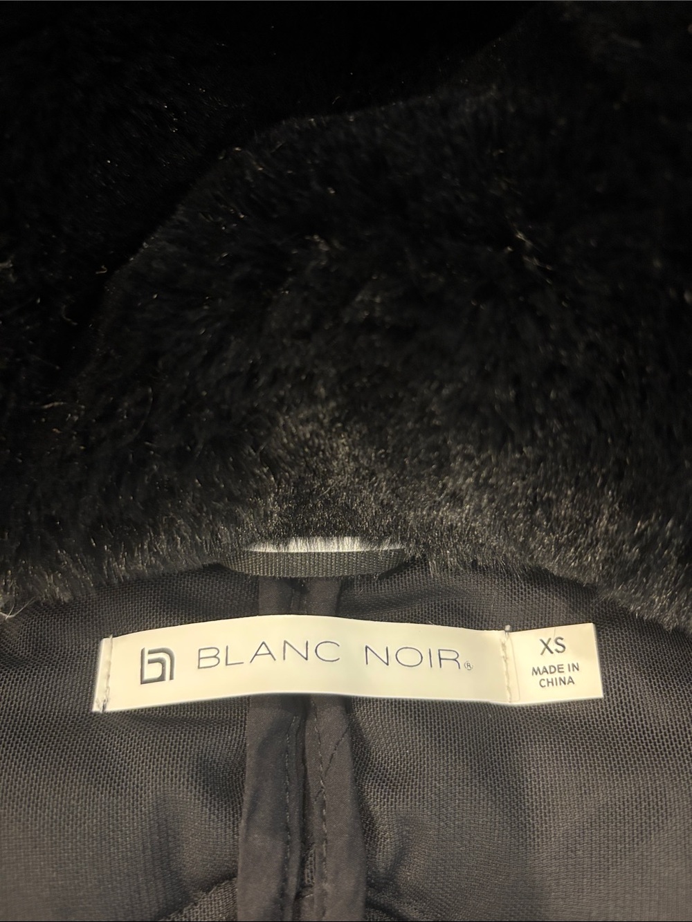 blanc noir Black Quilted Hooded Puffer Jacket with Faux Fur Trim - Picture 3 of 7